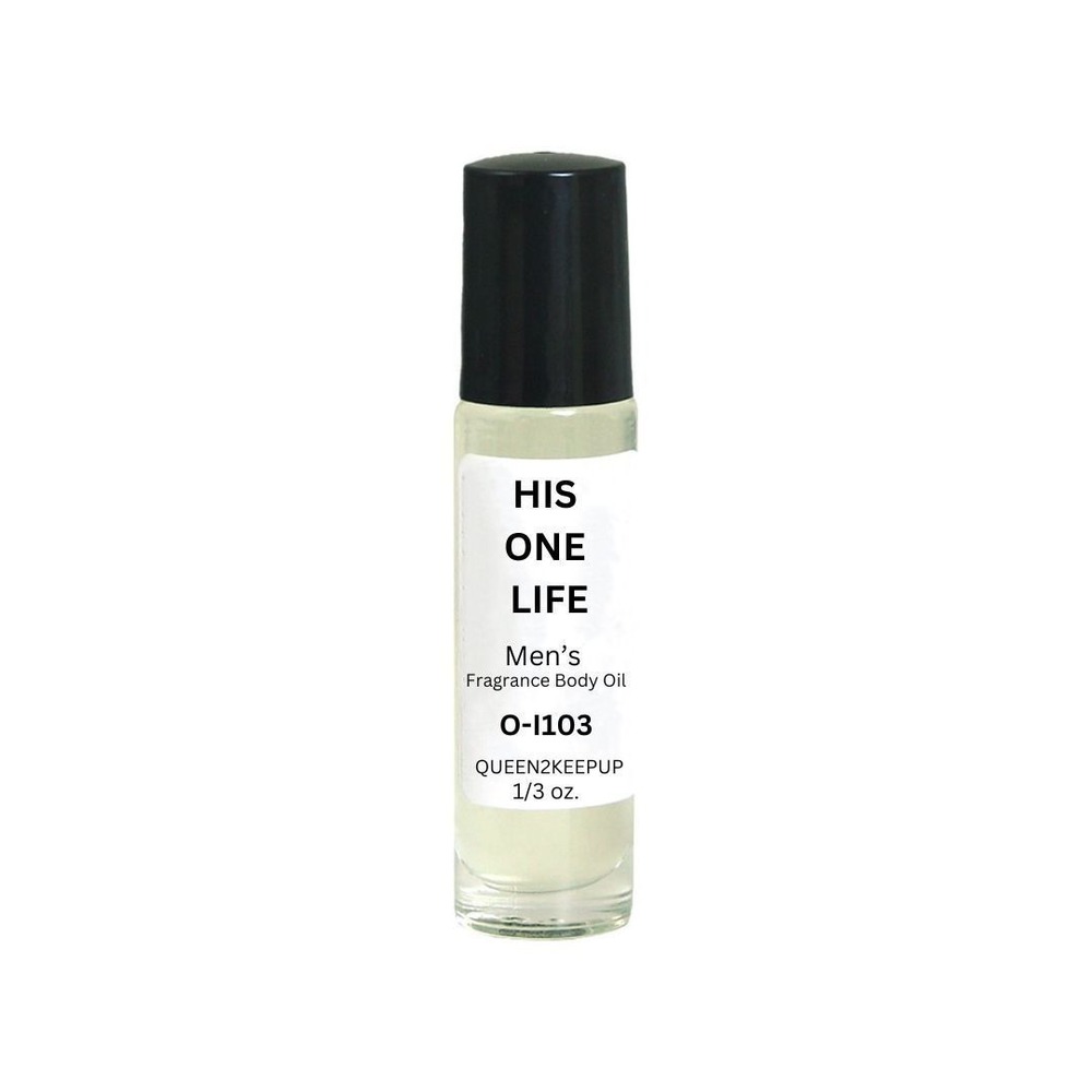 His One Life Men's Body Oil All Natural Aquatic Clean Citrus Woody Roll-On Scent